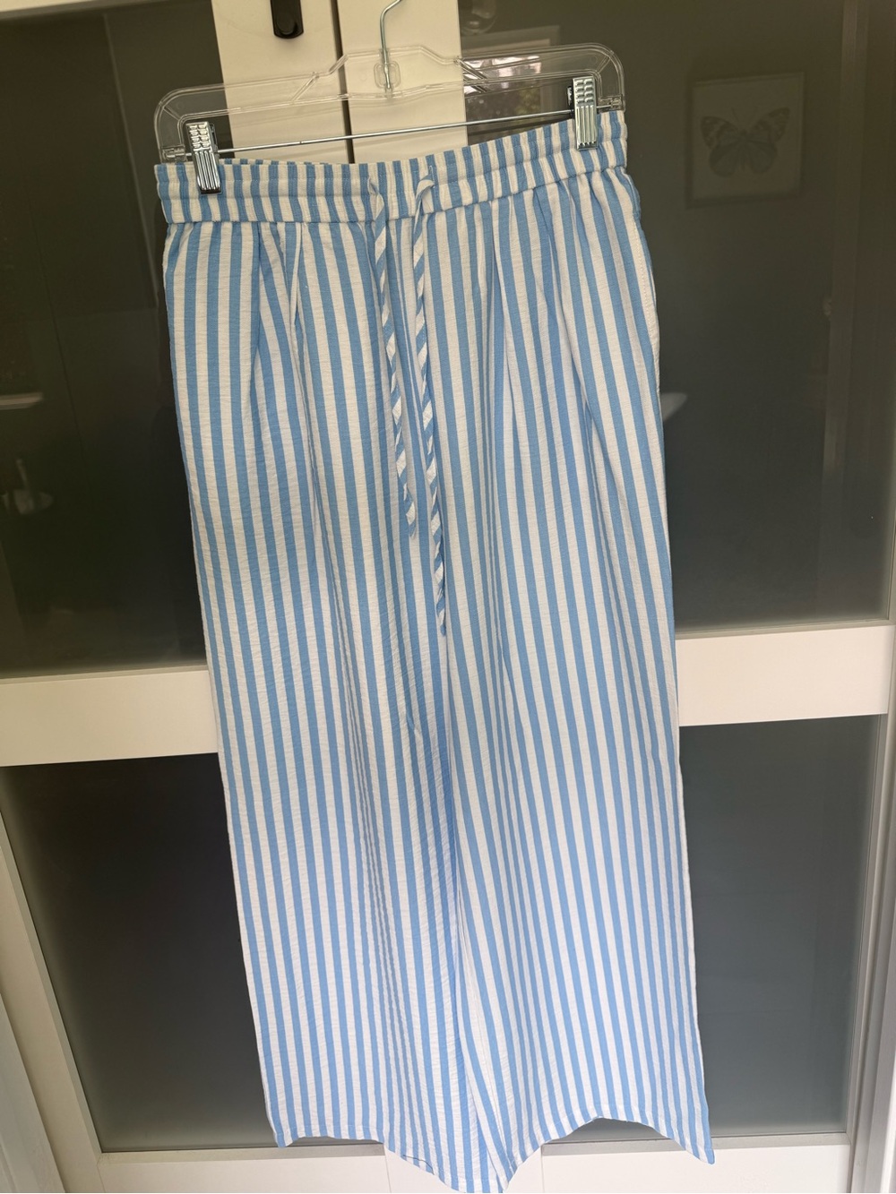 PrettyGarden Women's Wide Leg Pants in Blue & White Stripes
